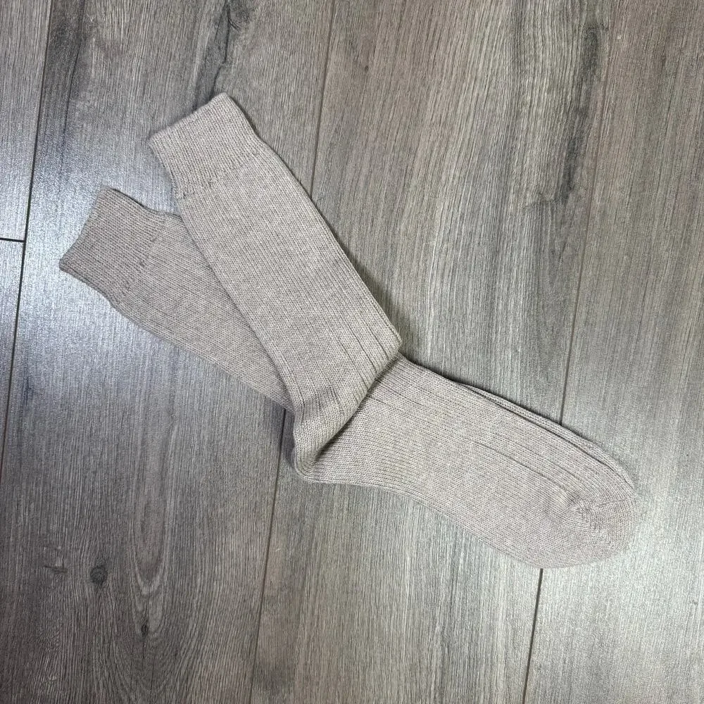 J.Crew Mens Ribbed Socks One Size Gray Brown Cotton Blend Mid Calf Lightweight